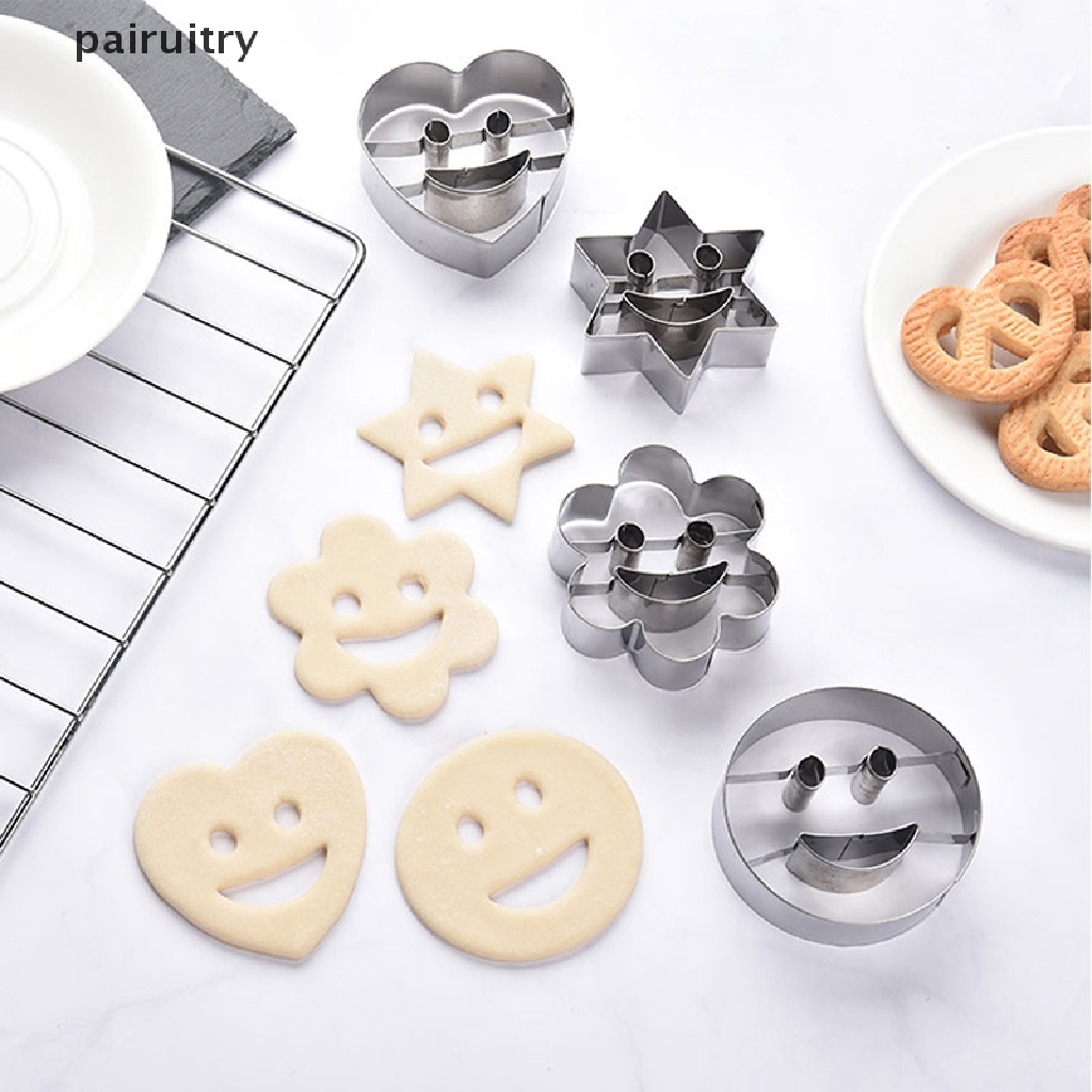 Prt 4Pcs Cetakan Kue Kering Bentuk Anak-Anak Rumah Baking Smiley Shape Stainless Steel Cetakan PRT