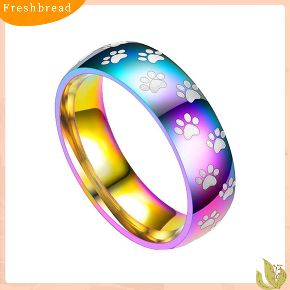 &lt; Freshbread &gt; Pria Wanita Lucu Hewan Paw Print Baja Titanium Jari Cincin Perhiasan Hadiah Ulang Tahun