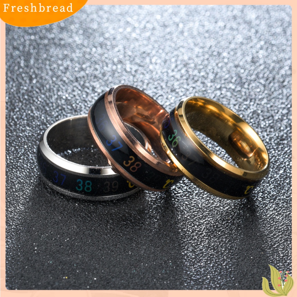 &lt; Freshbread &gt; Fashion Stainless Steel Suhu Cerdas Suasana Hati Emosi Perasaan Cincin Pasangan