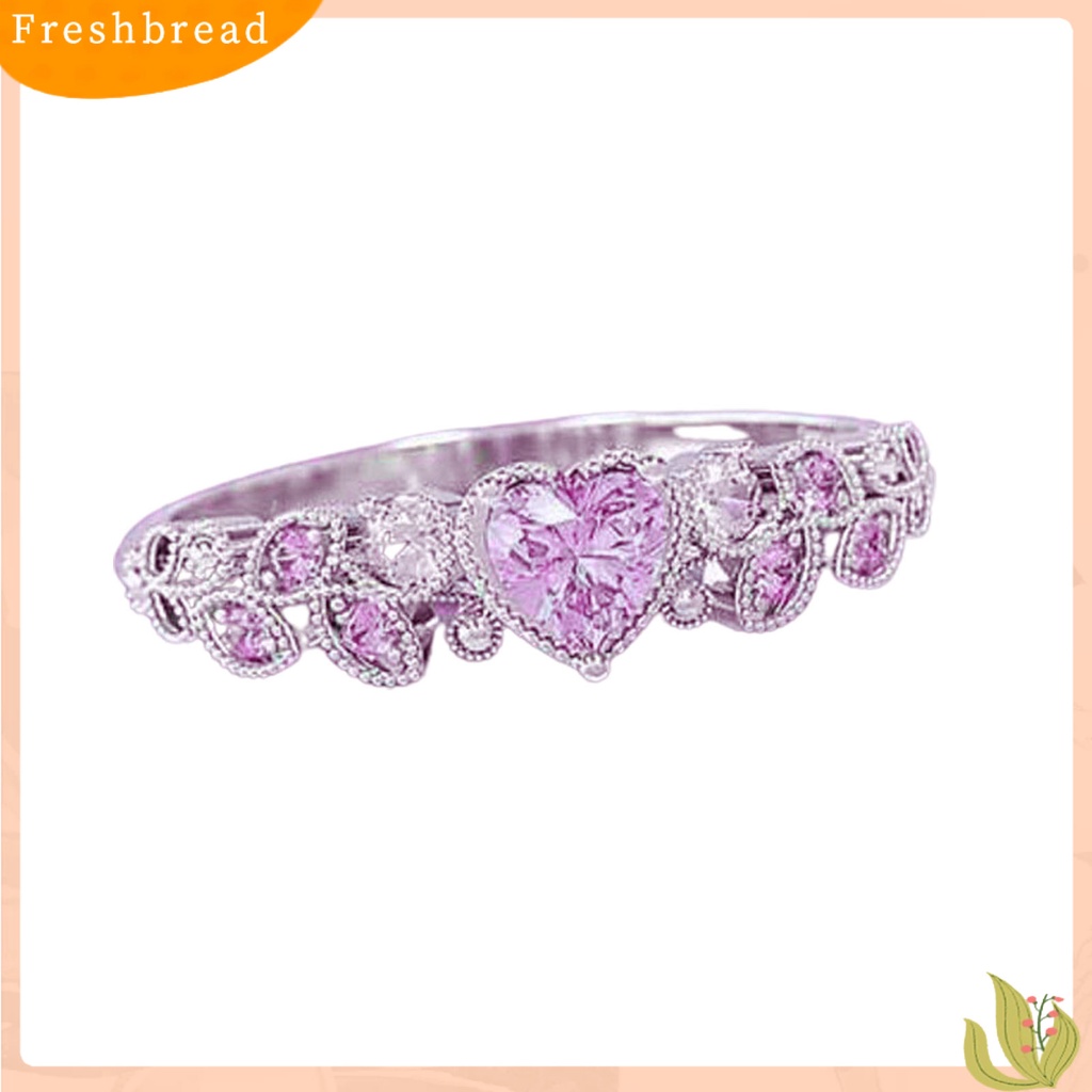 &lt; Freshbread &gt; Cincin Wanita Bentuk Daun Perhiasan Berlian Imitasi Elegan Cincin Indah Untuk Pernikahan