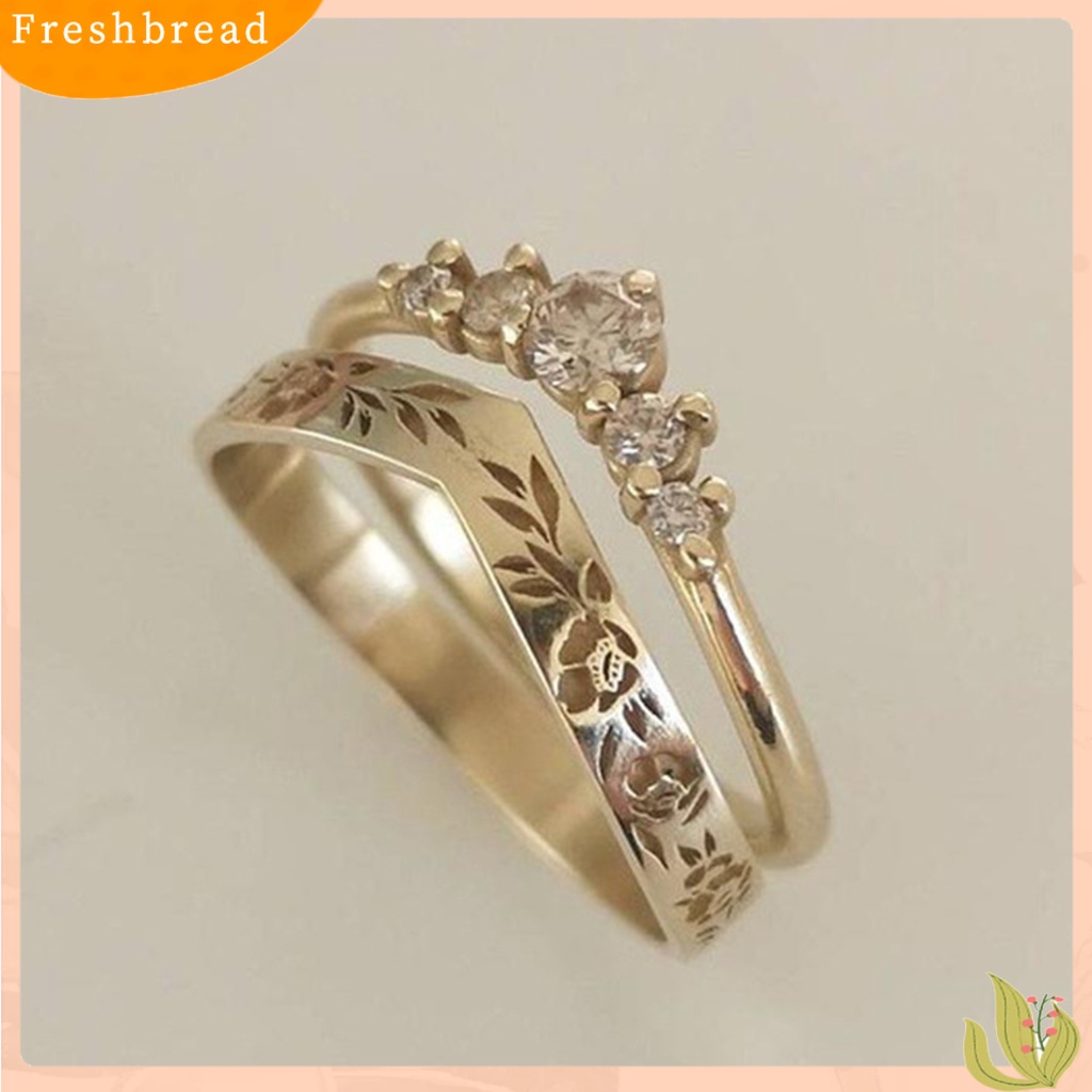 &lt; Freshbread &gt; 1pasang Finger Circlet Warna Solid Romantis V Shape Garland Shape Matching Women Circlet Set Hadiah Pernikahan