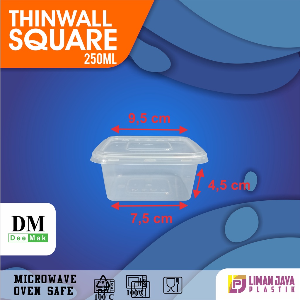 Thinwall DM SQ 150ml - 250ml - 325ml - 350ml - 500ml (1 pack isi 50 pcs) /Thinwall Square/Food Container Slime Dessert Box Thinwall DM SQ 250ml - 325ml - 350ml - 500ml (1 pack isi 50 pcs) | Thinwall Kotak Thinwall DM SQ Kecil 250ml - 325ml - 350ml - 500ml