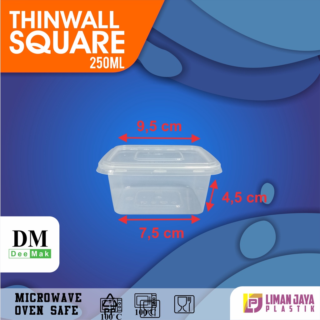 Thinwall DM SQ 150ml - 250ml - 325ml - 350ml - 500ml (1 pack isi 50 pcs) /Thinwall Square/Food Conta