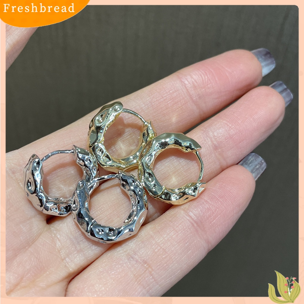 &lt; Freshbread &gt; 1pasang Anting Wanita Tidak Teratur Lingkaran Logam Perhiasan Vintage Geometris Hoop Earrings Hadiah Ulang Tahun