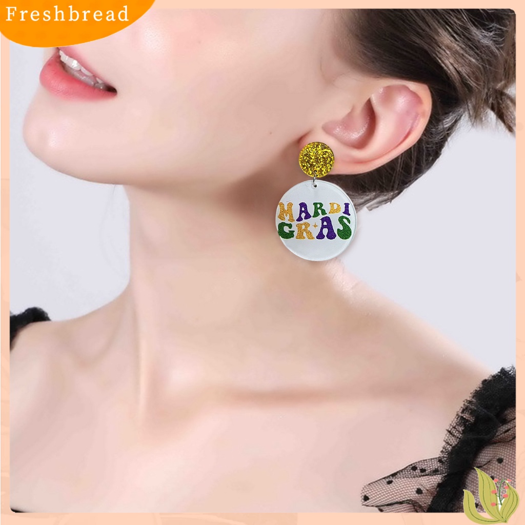 &lt; Freshbread &gt; 1pasang Anting Kait Warna-Warni Glitter Teardrop Merayakan Festival Hollow Penutup Mata Menjuntai Anting Perlengkapan Karnaval