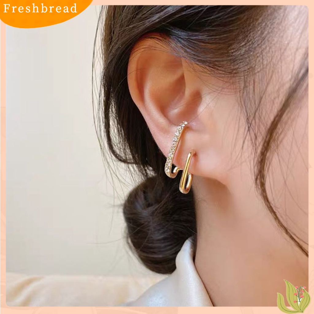 &lt; Freshbread &gt; 1pasang Ear Studs Irregular U Shape Jewelry Shinng Rhinestones Stud Earrings Untuk Pesta Pernikahan Perjamuan Prom