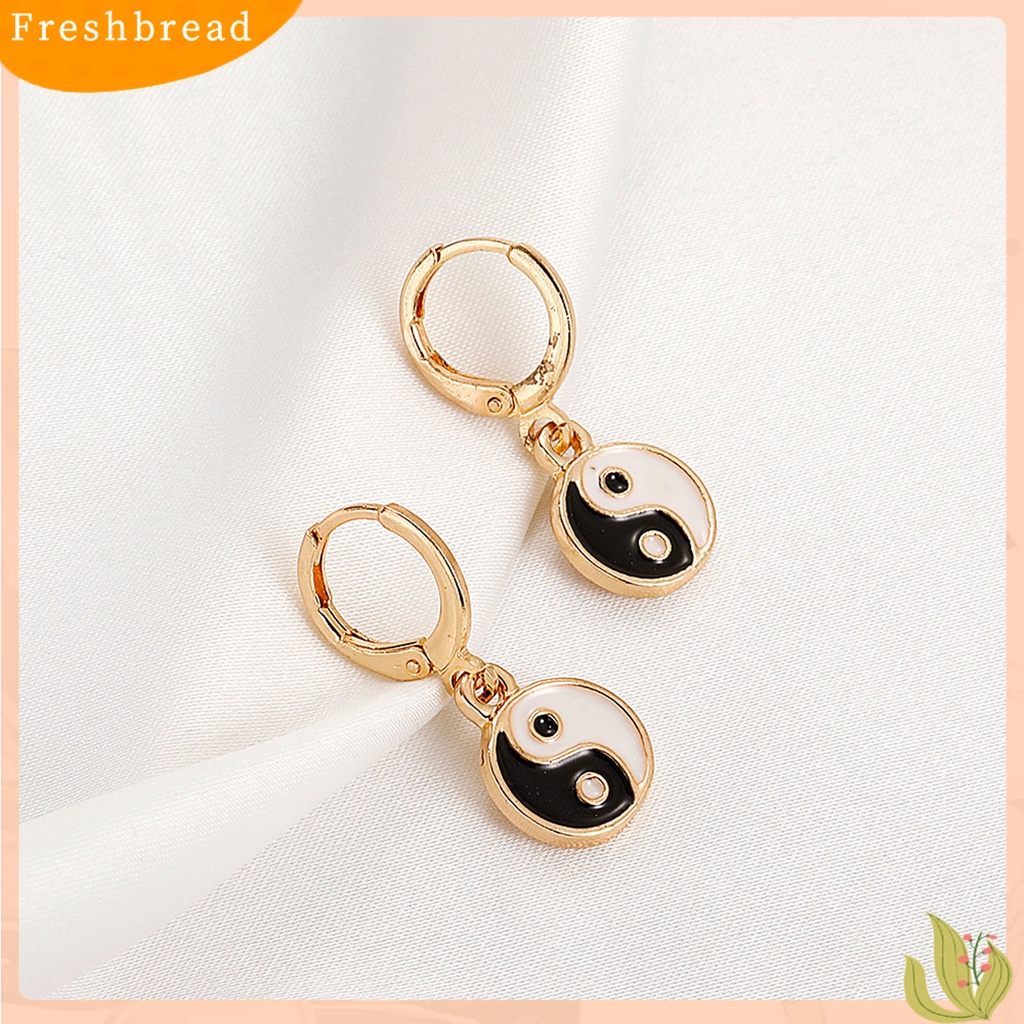 &lt; Freshbread &gt; 1pasang Anting Tetes Tindik Romantis Tradisional Warna-Warni Tai Chi Yin Yang Anting Hoop Perhiasan Pesta