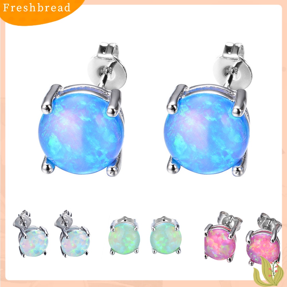 &lt; Freshbread &gt; Fashion Wanita Empat Cakar Bulat Imitasi Opal Hias Telinga Stud Anting Perhiasan Hadiah