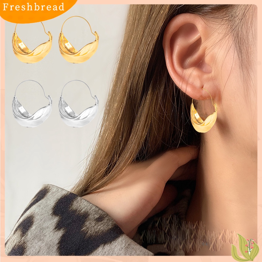 &lt; Freshbread &gt; 1pasang Anting Hoop Tidak Teratur Vintage Berlebihan Bright Luster Lipit Hias Hadiah Wanita Keranjang Bunga Menjuntai Anting Perhiasan Untuk Perjamuan