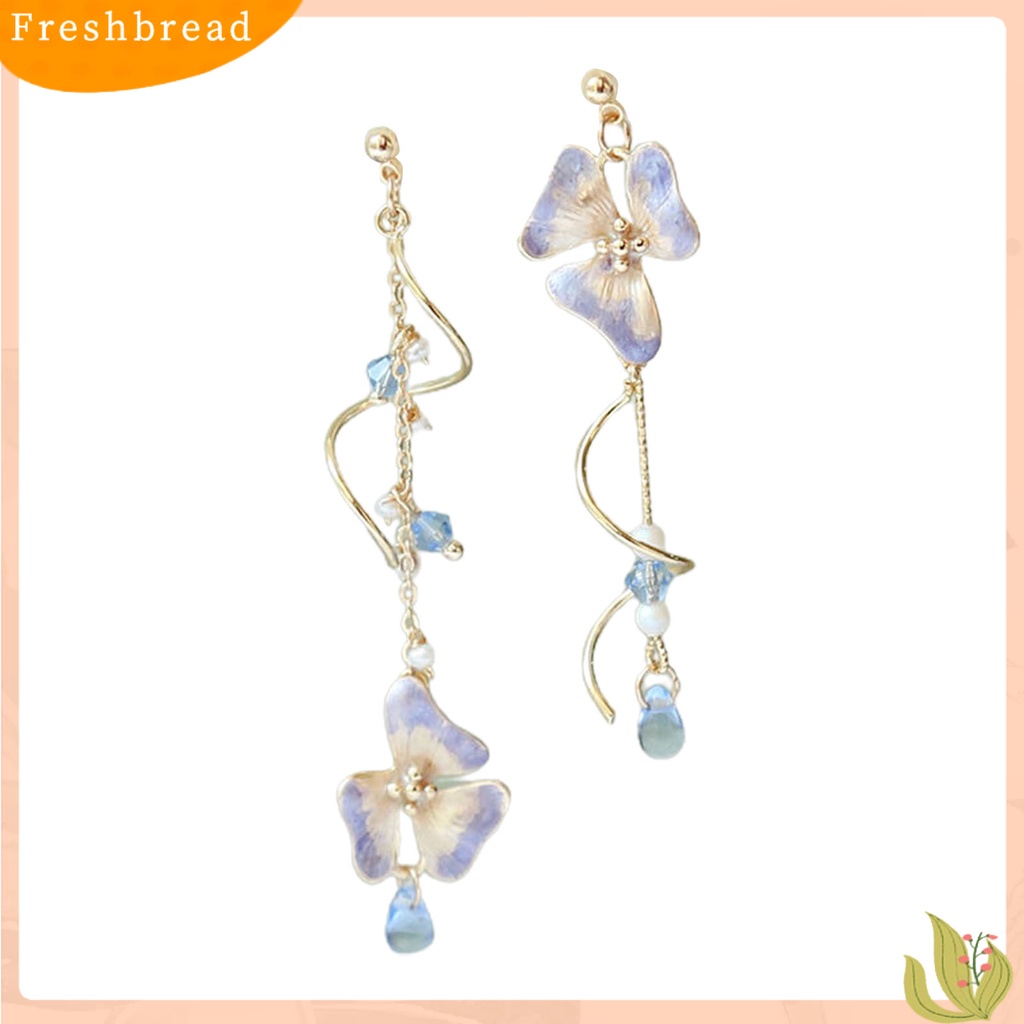 &lt; Freshbread &gt; 1pasang Drop Earrings Cherry Rhinestones Perhiasan Rumbai Panjang Bunga Menjuntai Anting Hadiah Ulang Tahun