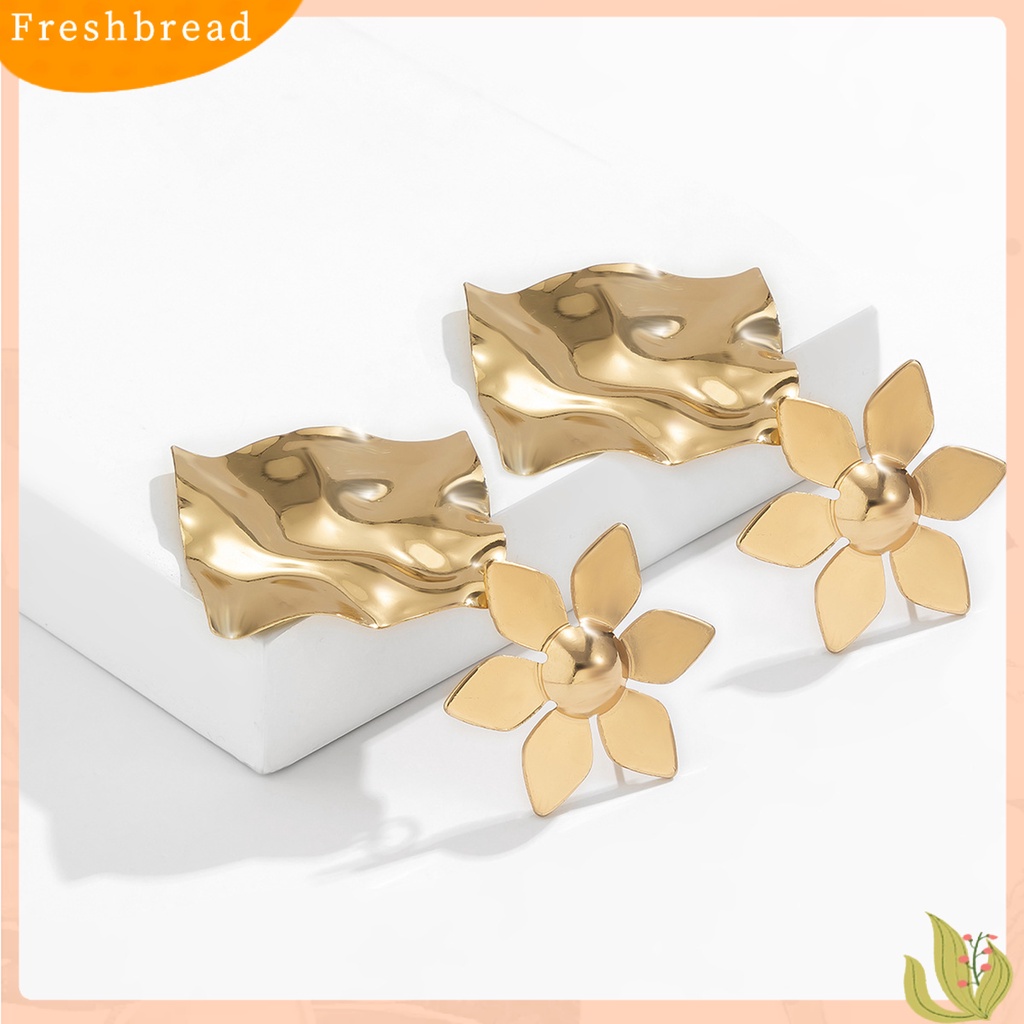 &lt; Freshbread &gt; 1pasang Anting Menjuntai Lipit Persegi Tidak Teratur Berlebihan Anting Drop Panjang Elegan Untuk Pakaian Sehari-Hari