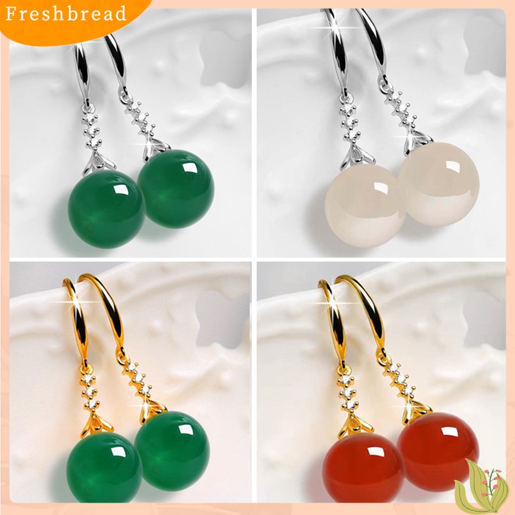 &lt; Freshbread &gt; 1pasang Anting Batu Akik Tidak Kebal Alergi Anggun Indah Pengerjaan Halus Shiny Bright Hook Earrings Untuk Perhiasan Fashion