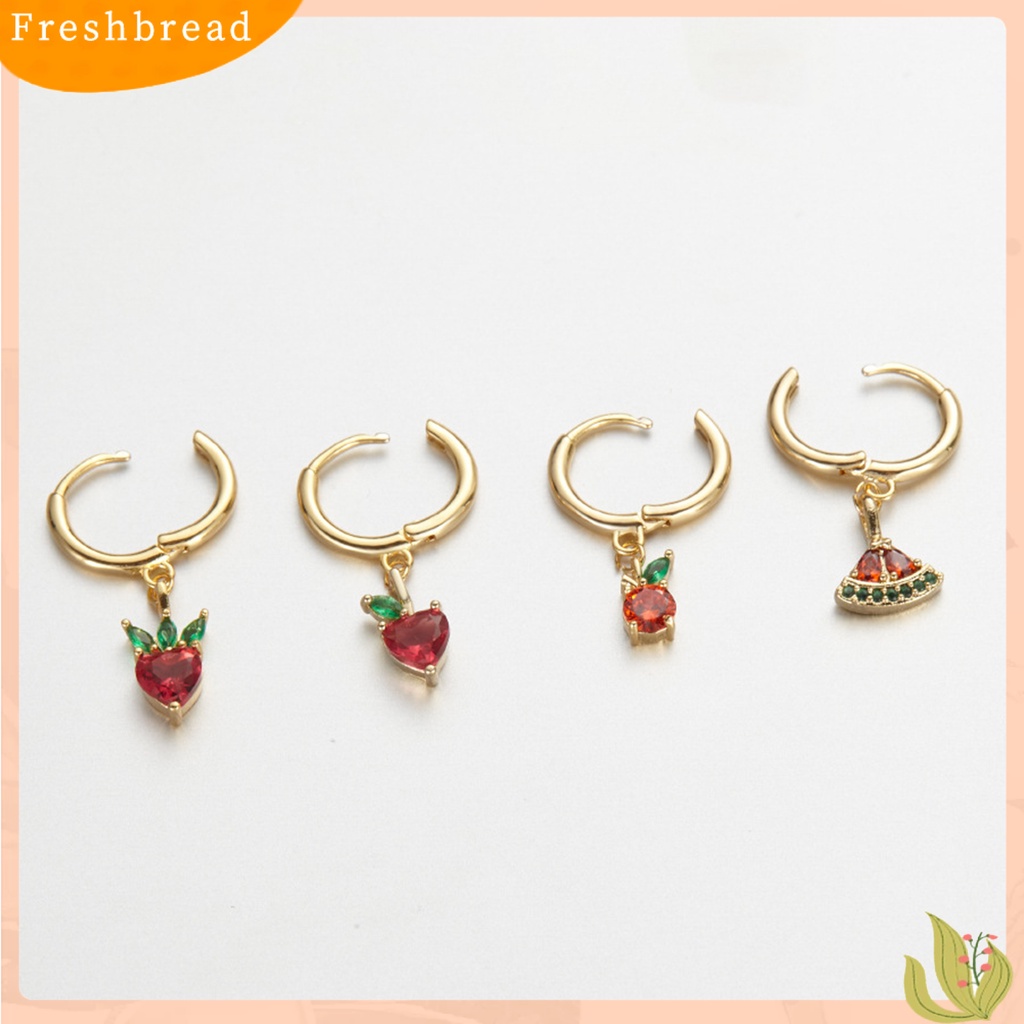 &lt; Freshbread &gt; 1Pc Anting Menjuntai Anggur Warna-Warni Berlian Imitasi Perhiasan Anting Hoop Buah Untuk Pakaian Sehari-Hari