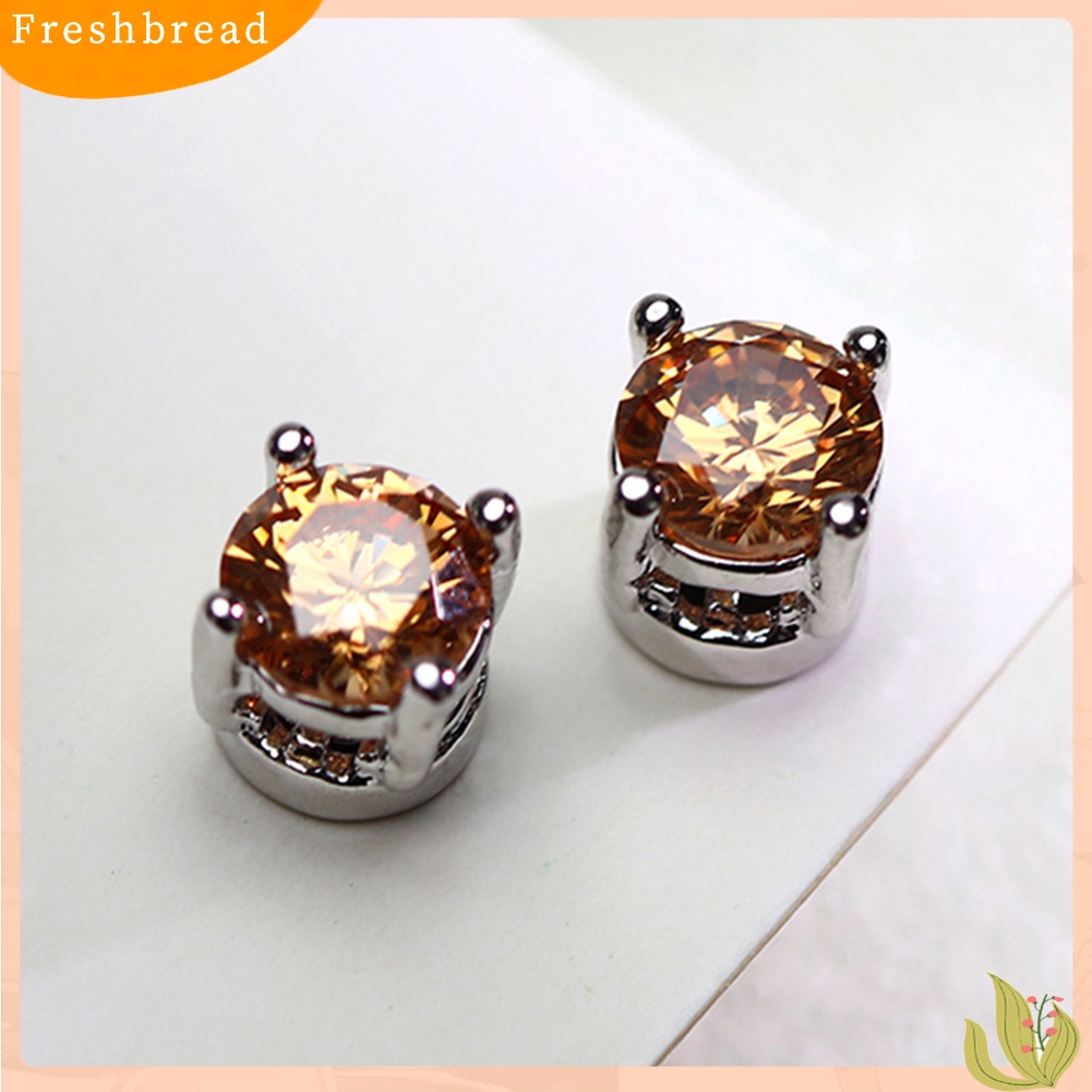 &lt; Freshbread &gt; Pria Wanita Berlian Imitasi Hias ic Ear Stud Earrings Non Piercing Perhiasan Hadiah