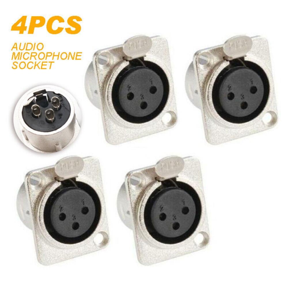 POPULAR Populer 4pcs XLR Konektor Amplifier 3pin Mount Socket Jack Connector Plug