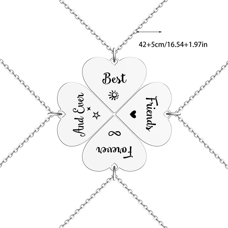4pcs Kalung Titanium Tahan Karat Puzzle Hati Persahabatan Best Friend