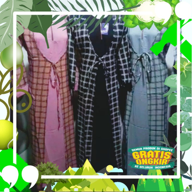 Gamis wanita /gamis motif kotak/baju panjang wanita/gamis monalisa/ edisi lebaran2023