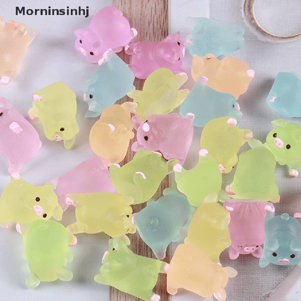 Mornin 10pcs Menyala Warna-Warni Lucu Piggy Scrapbook Ponsel Dekorasi DIY Kerajinan Tangan Resin Aksesoris id