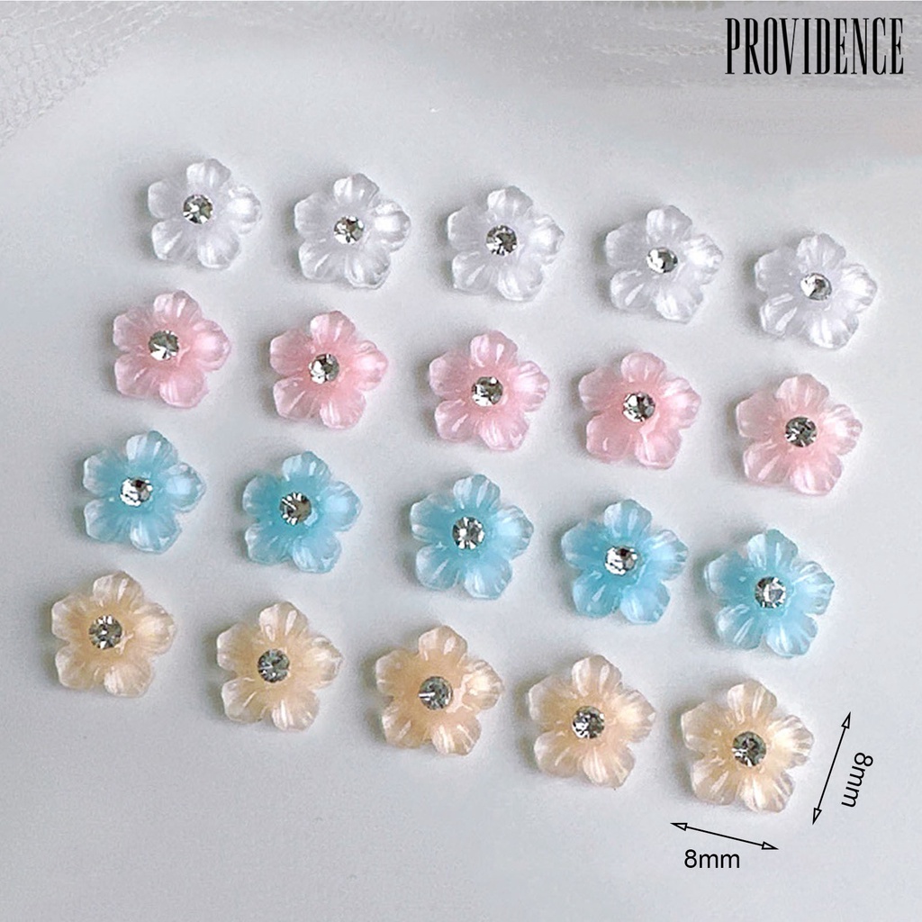 Providence 30 Pcs/Pack Pesona Kuku Bunga Berlian Imitasi Mengkilap Berwarna Resin Kerajinan Indah DIY Aksesoris Nail Art 3D Bunga Resin Ponsel Case Dekorasi Kuku Perlengkapan Manicure