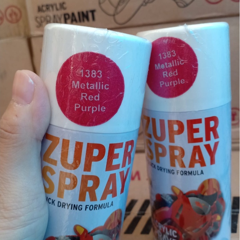 Zuper Spray Paint Pilok Pilox Warna Metallic Red Purple (P 1383) 150cc/150ml