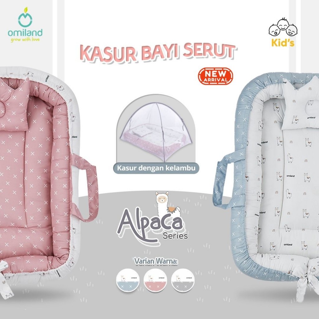 Omiland Kasur Serut Bayi + Kelambu Alpaca Series | Kasur Bayi