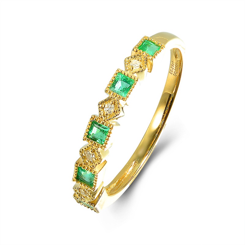 Goldkingdom Aksesoris Perhiasan Fashion Ready Stock Cincin Princess Square Emerald Lapis Emas Wanita &amp;#Cincin Voli039; s