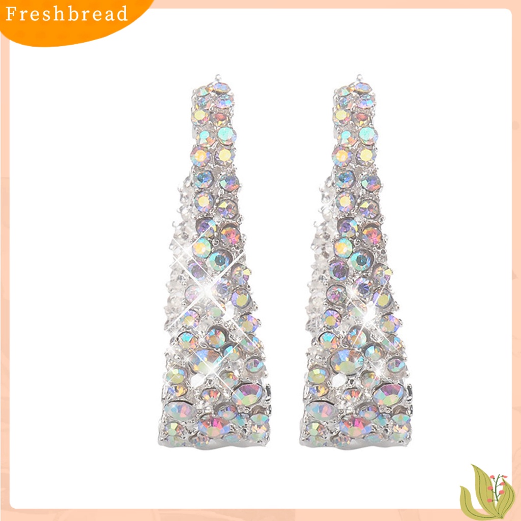 Anting Stud Bentuk U Aksen Berlian Imitasi Shiny Multicolored Untuk Wanita