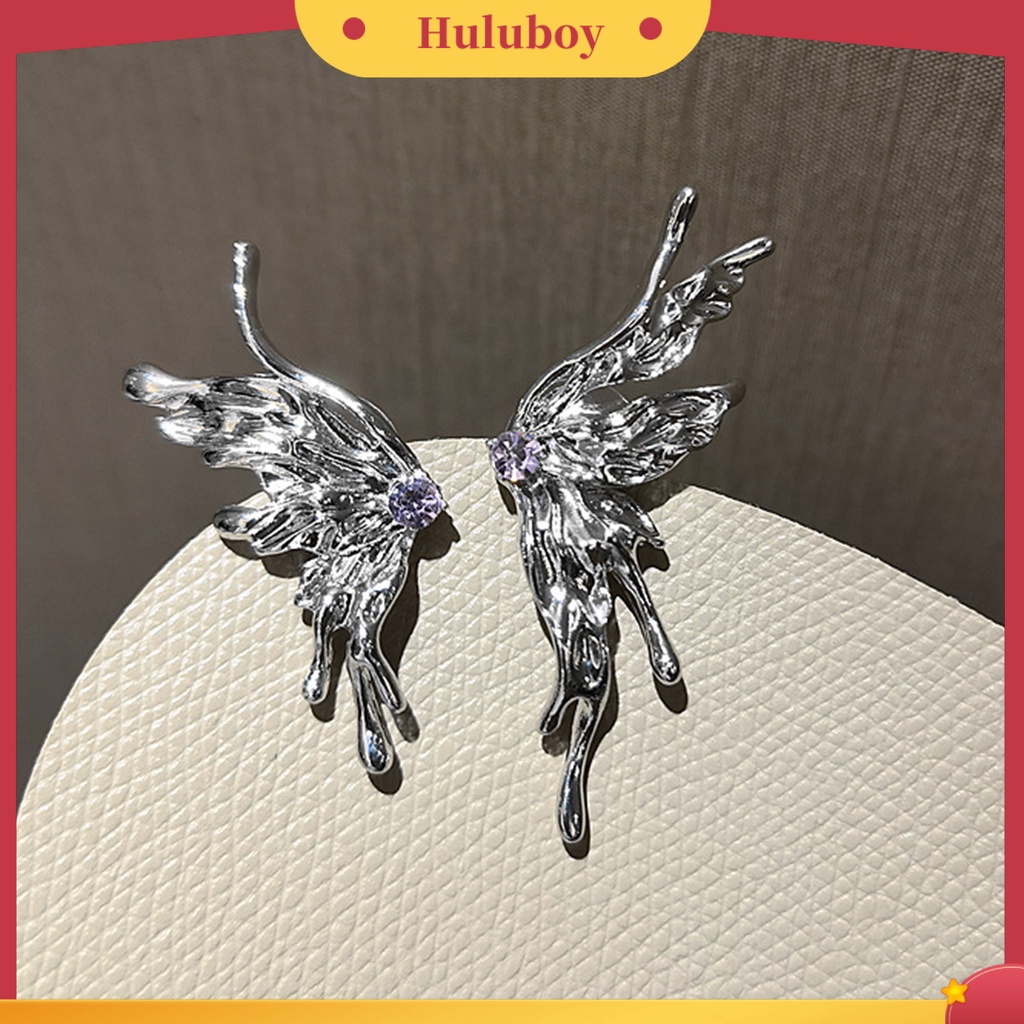 {Ready Stock} 1pasang Anting Pejantan Cairan Keren Aesthetic Gaya Punk Bentuk Kupu-Kupu Anting Performa Perhiasan Wanita