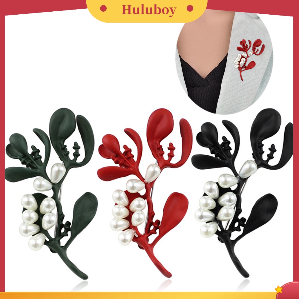 {Ready Stock} Wanita Mutiara Imitasi Daun Tanaman Bros Pin Korsase Kemeja Setelan Kerah Aksesori