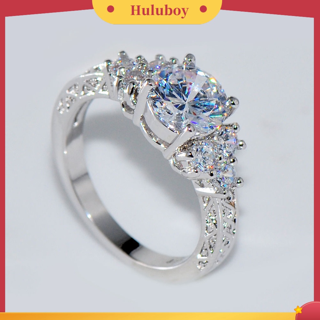 {Ready Stock} Mewah Cubic Zirconia Hias Wanita Pertunangan Pesta Pernikahan Cincin Perhiasan Hadiah
