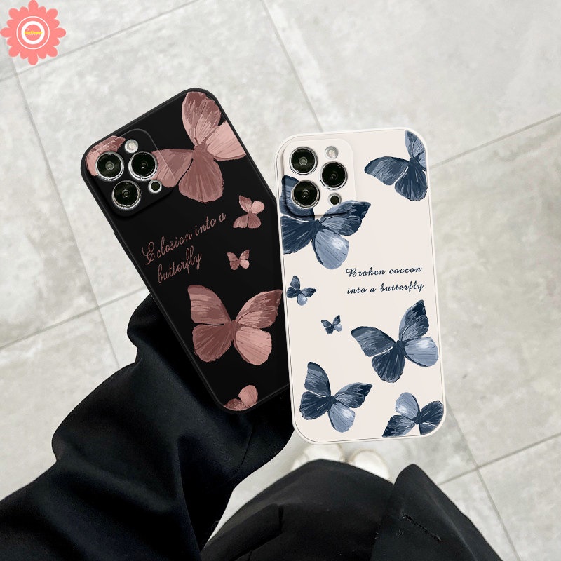 Casing Kupu-Kupu Fantasi Retro Sisi Redmi 12C A1 9T 9C Nfc10 9A 9poco M4 F4 M5 M3 Pro F3 X3 Pro M3 Note9 8 11 11s 10s 10 Pro Plus MI 10 11 Lite 10T Lurus Soft Case Tepi