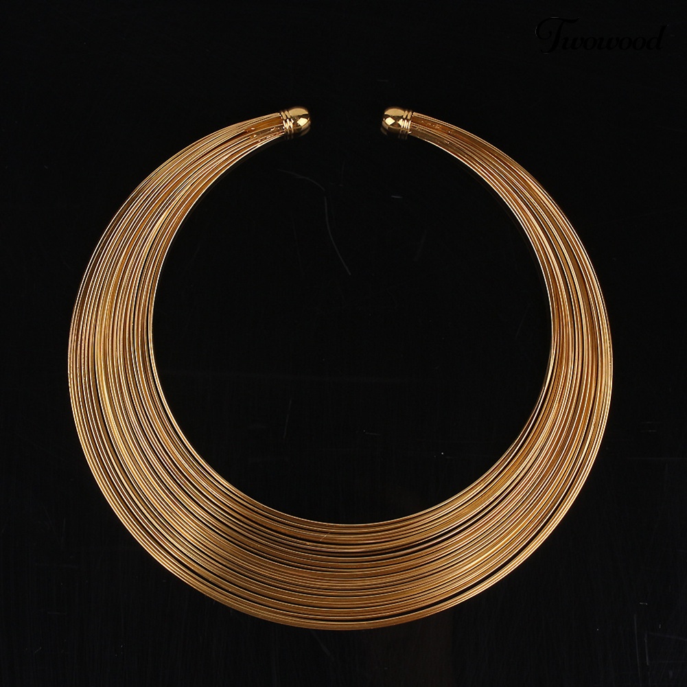 Twowood 4Pcs/Set Exotic Nigeria Bridal Lingkaran Kalung Anting Gelang Cincin Perhiasan