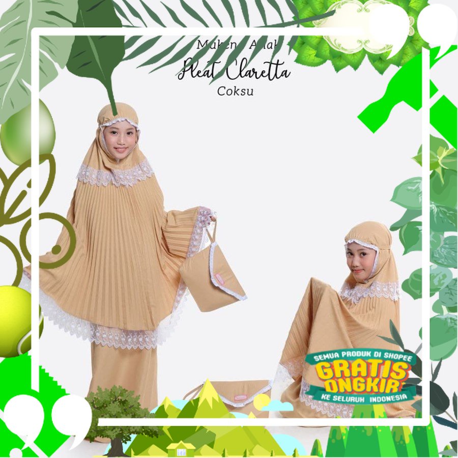 MUKENA ANAK PLEAT CLARETTA COKSU TANGGUNG 12 TAHUN // MUKENA PLISKET KLOK // MUKENA ANAK ANAK H5T1/ 