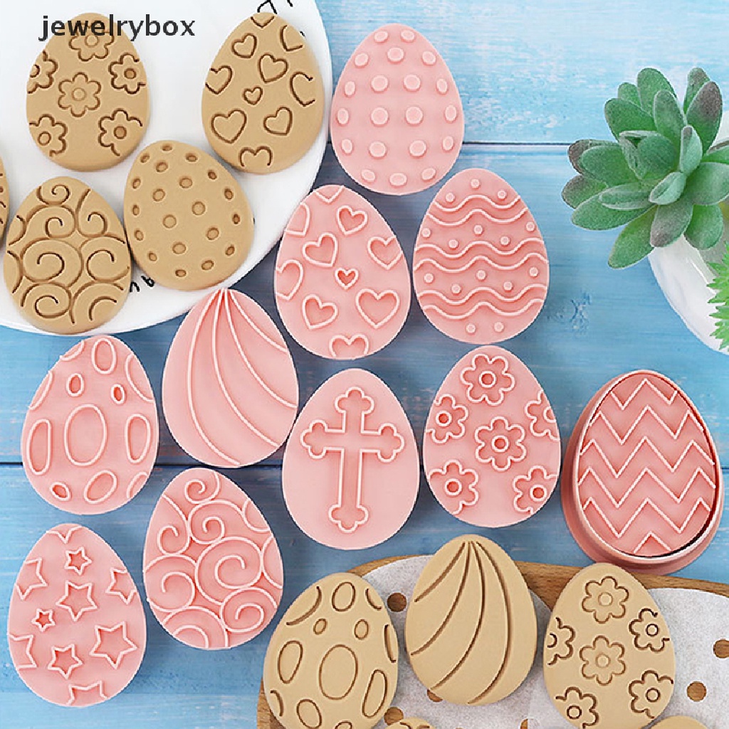 [jewelrybox] 10 Pcs Telur Paskah Biskuit Cetakan Cookie Cutters Stamp Press Fondant Gula craft Baking Alat Dekorasi Pesta Butik