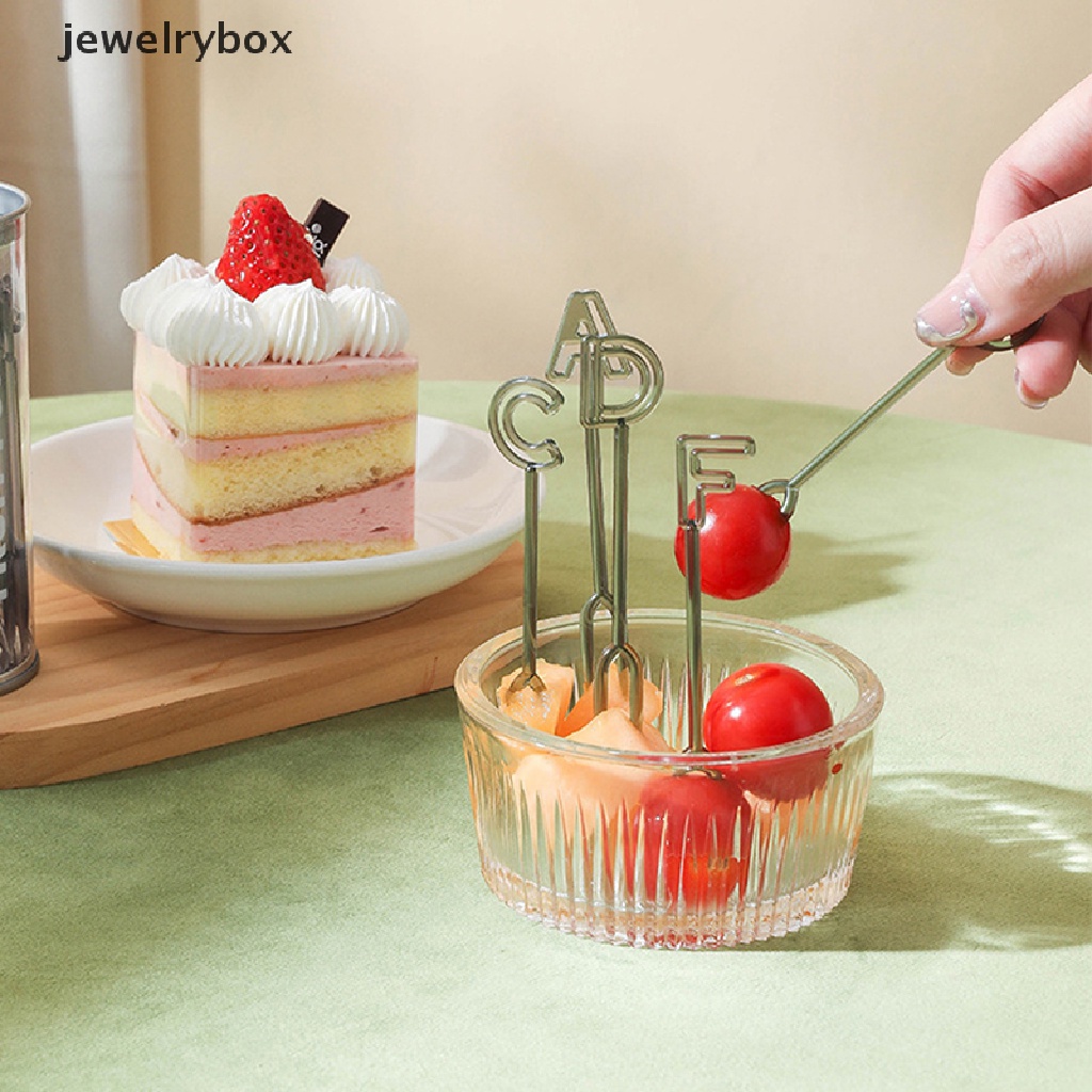 [jewelrybox] 26pcs Huruf Garpu Buah Kartun Makanan Ringan Kue Dessert Food Fruit Picks Dengan Kotak Butik