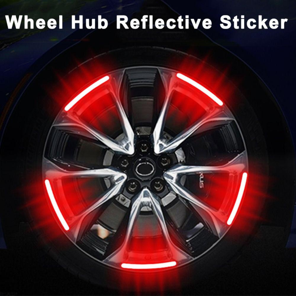 Lanfy Stiker Reflektif Hub Mobil Malam Mengemudi Ban Sepeda Motor Aksesoris Mobil-Styling Tire Rim Tape Luminous Tire Rim Strip Reflektif