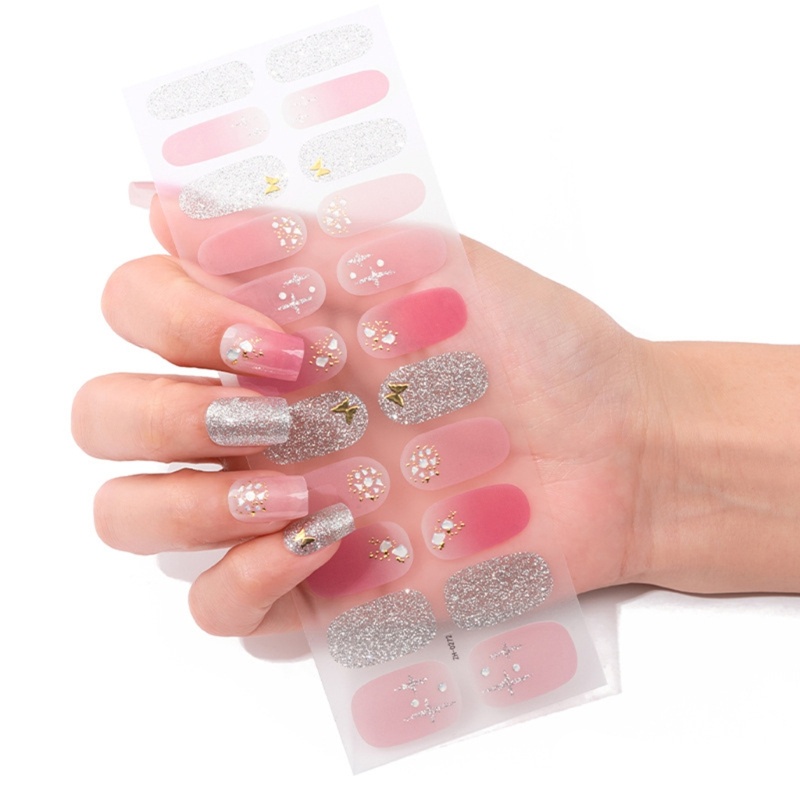 Siy Gel Strips Semi Cured Gel Nail Art Stiker Strip Kuku Tahan Air