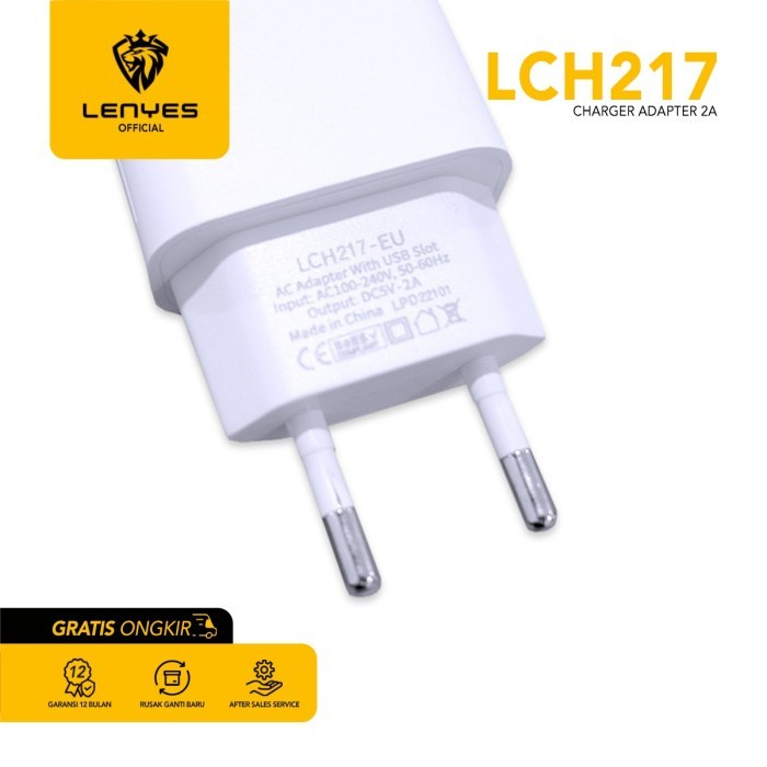 PROMO Paket Bundle 2 Adapter Kepala Charger Lenyes LCH217 2A Original original kabel cable casan travel charger tc android usb charger micro usb type c batok kepala charger