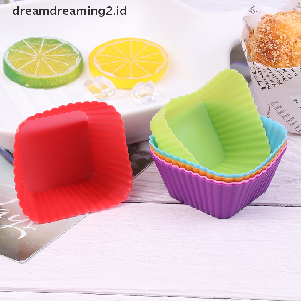 (hot) 1/6pcs 7cm Cetakan Puding Jelly Berbentuk Persegi Cetakan Muffin Cake Cup Silicone//