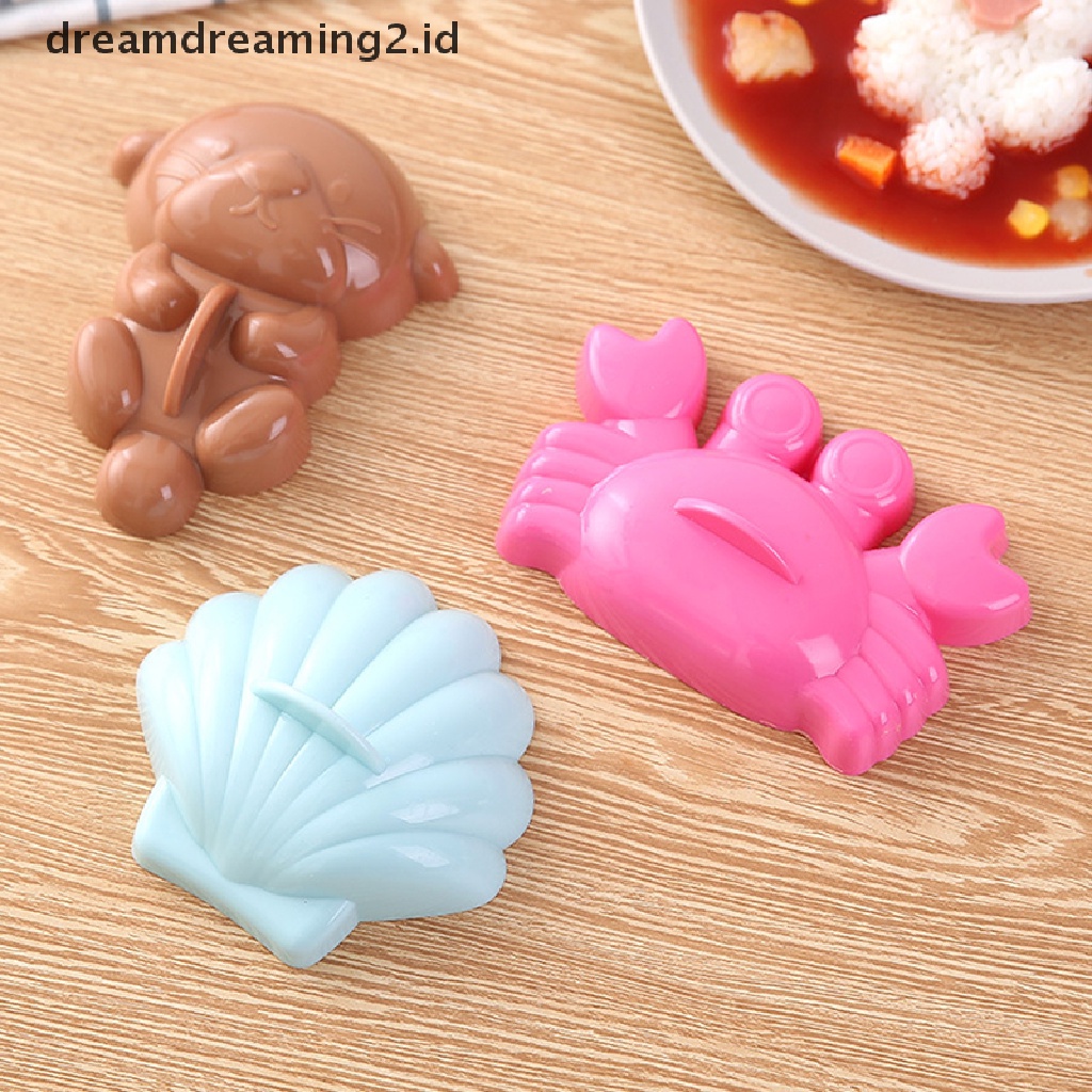 (hot) 5pcs/set Ocean Rice Ball Cetakan Shell Crab Seal Curry Rice Mold Untuk Anak-Anak Bento Lunch Baking Mold Alat Dapur//