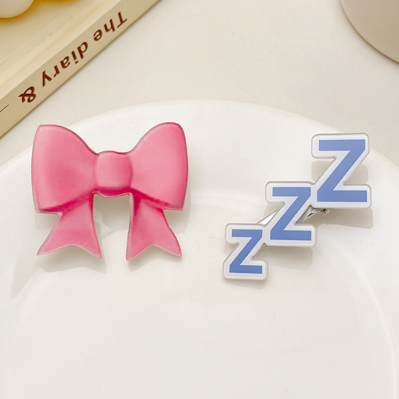 Jepit Rambut emoji emoji Lucu Cute Fashion Pink Bow Metal Hair Clip Wanita Korea emoji Hair Clip