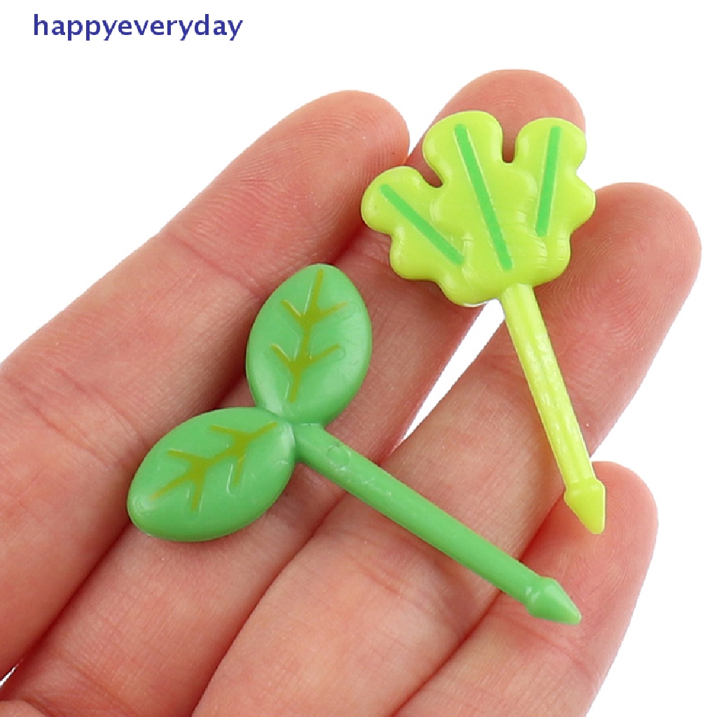 [happy] 8pcs Garpu Buah Tusuk Gigi Daun Kotak Makan Bento Salad Tiny Fork Cake Untuk Anak [ID]