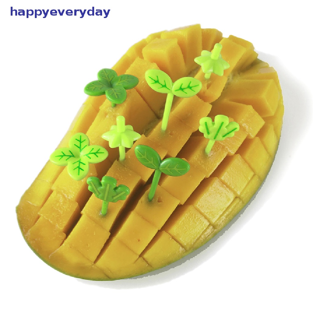 [happy] 8pcs Garpu Buah Tusuk Gigi Daun Kotak Makan Bento Salad Tiny Fork Cake Untuk Anak [ID]