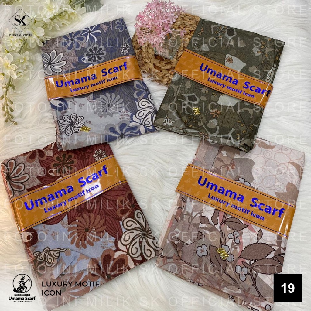 Jilbab Pilih Motif Warna Luxury Motif Metal LOGO UM GOLD Umama scarf 110x110cm PART2