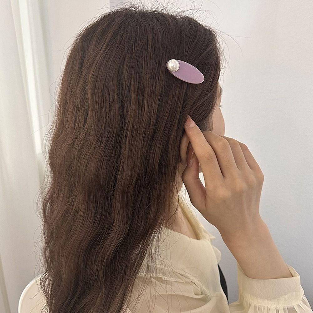 Needway Klip Rambut Asetat Aksesoris Rambut Hadiah Untuk Anak Perempuan Hair Side Clips Ins Hair Clips Jepit Kecil Bentuk Oval Fashion Hiasan Kepala Korea Duckbill Klip