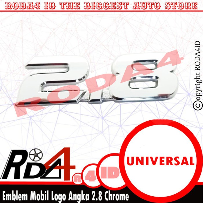 Emblem Logo Tulisan Angka 2.8 Mobil UNIVERSAL