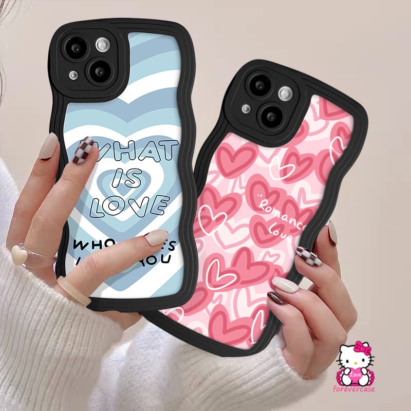 Casing Infinix Hot 10 11 12 9 Play Note G96 12Pro 10Pro 12 Hot 10s 20s 8 12Pro 20 9 12i 10Lite 10 11s Smart 5 6 4 Plus Romantic Couple Love Heart Wavy Edge Cover