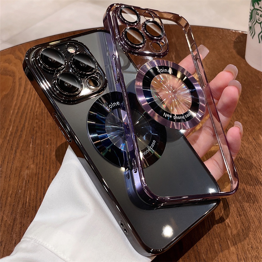 Cincin Magnetik Logam Mewah Untuk case iPhone 11 Pro Max case iPhone 14 12 13 Pro Max case 14 Promax Dengan Perlindungan Kamera Penutup Lensa Bening shockproof hard case