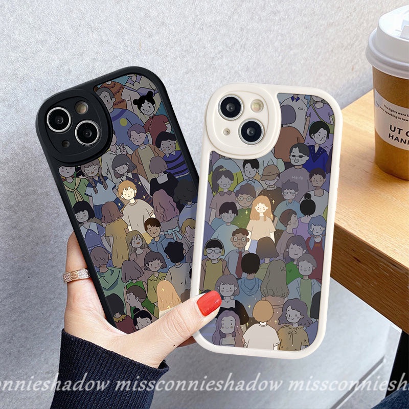Ins Kreatif Pasangan Ponsel Case Infinix Hot10 Lite Note8 Smart 56 Hot 11 10 9 Bermain 10T 10s 11s 9 Kartun Cowok Cewek Kekasih Shockproof Lembut Tpu Cover