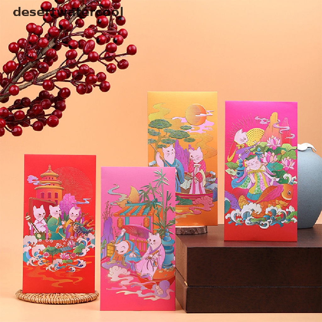 Deid 6Pcs 2023tahun Kelinci Cina Amplop Merah Kartun Hongbao Perlengkapan Festival Martijn